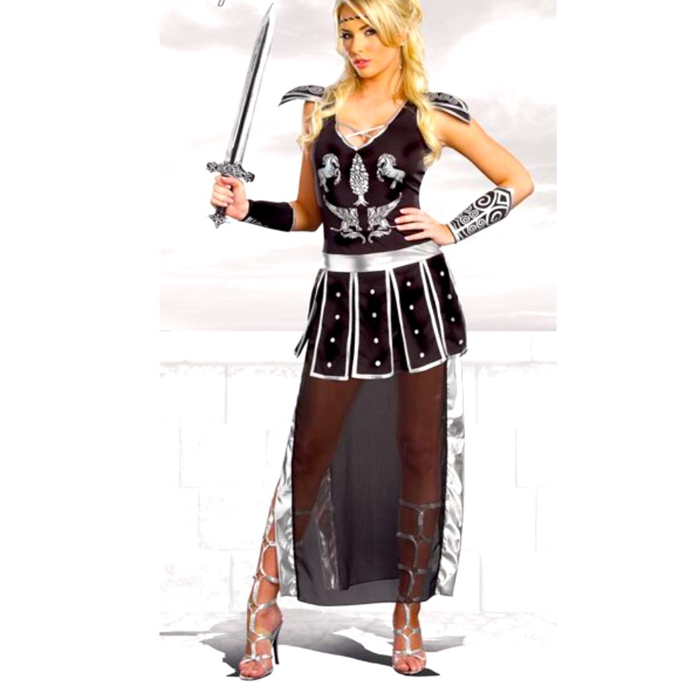 Dreamgirl Glorious Gladiator Costume Women Color Black & Silver Size M